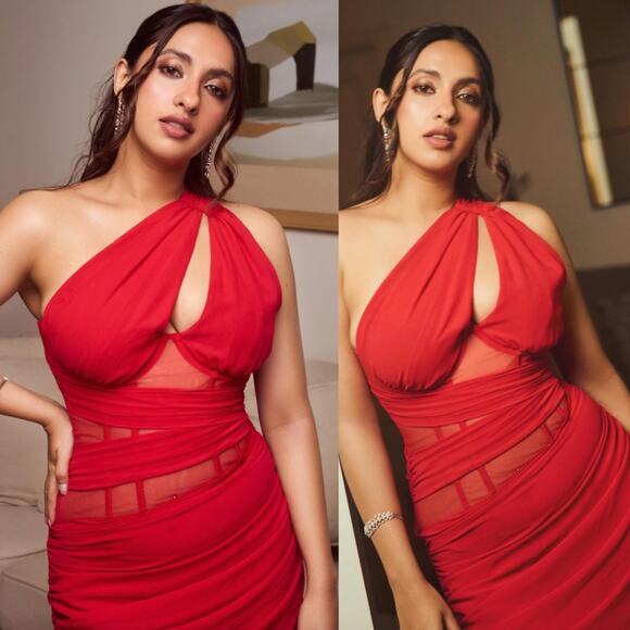 NBD | Christian Gown in Red Asymmetrical Corset Maxi Dress S - Picture 3 of 16